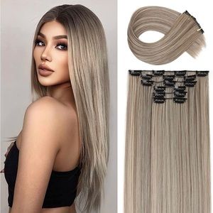 - 24 inch 16 clips hair extension clip in